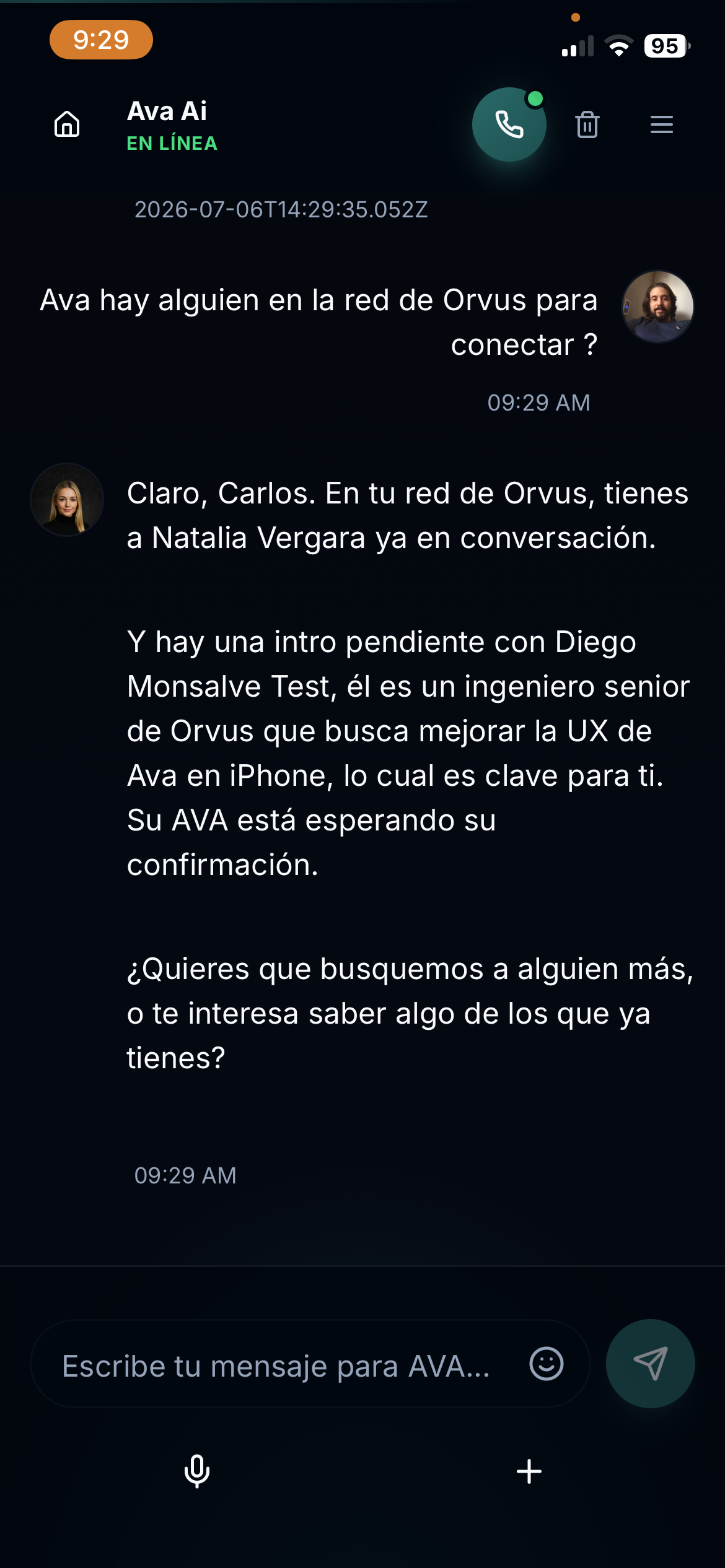 Habla con AVA para conectar